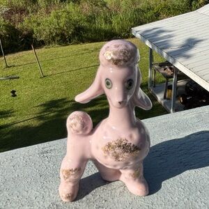 Vintage MCM Pink French Poodle Ceramic Figurine Made in Japan